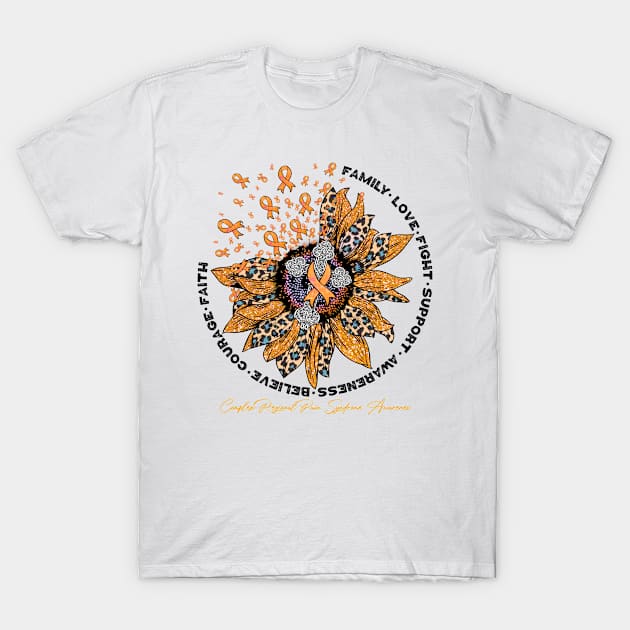 Complex Regional Pain Syndrome Awareness - leopard sunflower cross faith love family T-Shirt by vamstudio